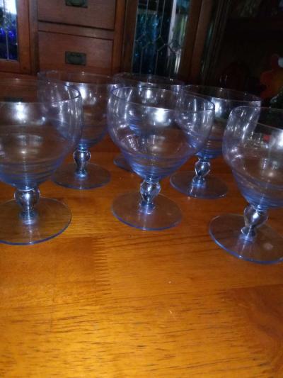 6 Kosta Boda Ice Blue wine glasses - Thumbnail 6