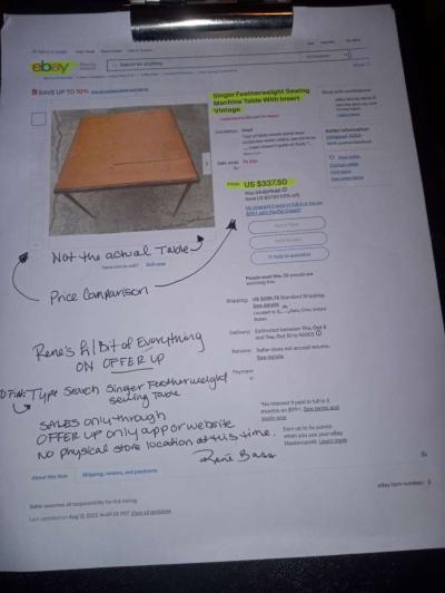 Singer Featherweight Sewing Table - Thumbnail 3