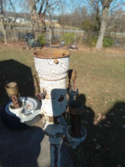 antique floor lamp marble base has brass on it - Thumbnail 4