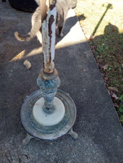 antique floor lamp marble base has brass on it - Thumbnail 5