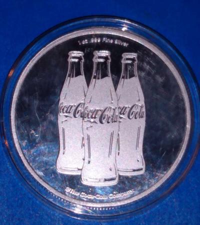 coca  cola  silver round oz - Thumbnail 2
