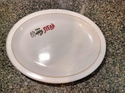 Homer Laughlin Happy Steak Oval Dinner Platter RARE - Vidor, Texas