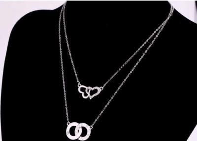 ROXI necklace Sterling Silver Plated Double Heart Two Layers - Colleyville, Texas