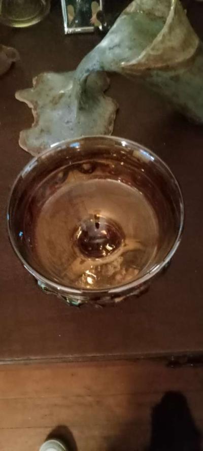vintage Indiana iridescent glass pedestal bowl - Thumbnail 3