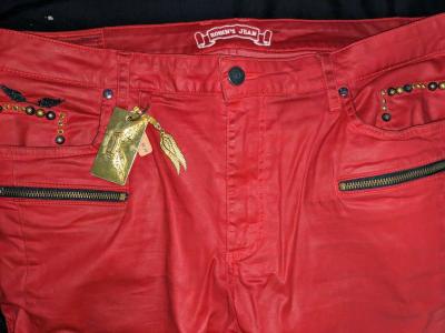Designer Robins Jean Red Biker Shorts - Thumbnail 4