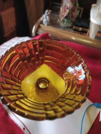 vintage amber pedestal bowl - Thumbnail 2