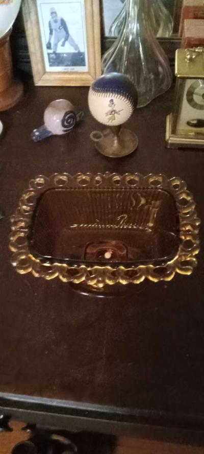 antique amber candy dish - Thumbnail 3
