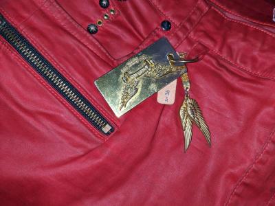 Designer Robins Jean Red Biker Shorts - Thumbnail 3
