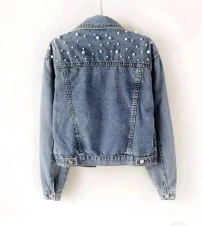 Womens pearl denim jacket - Thumbnail 2