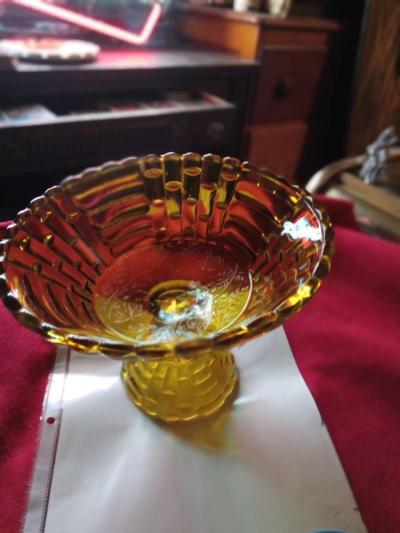 vintage amber pedestal bowl - Thumbnail 3