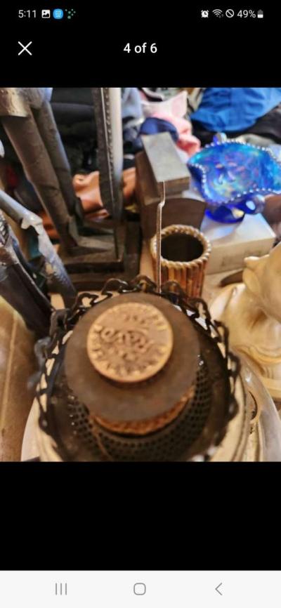 Silver Antique OIL LAMP 1895 - Thumbnail 5