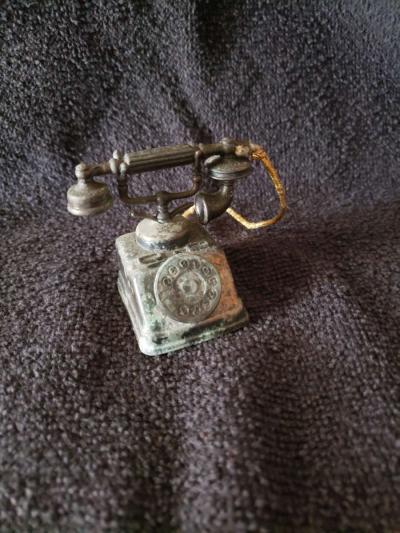Vintage Miniature Cast Iron Telephone Pencil Sharpener - Barstow, California