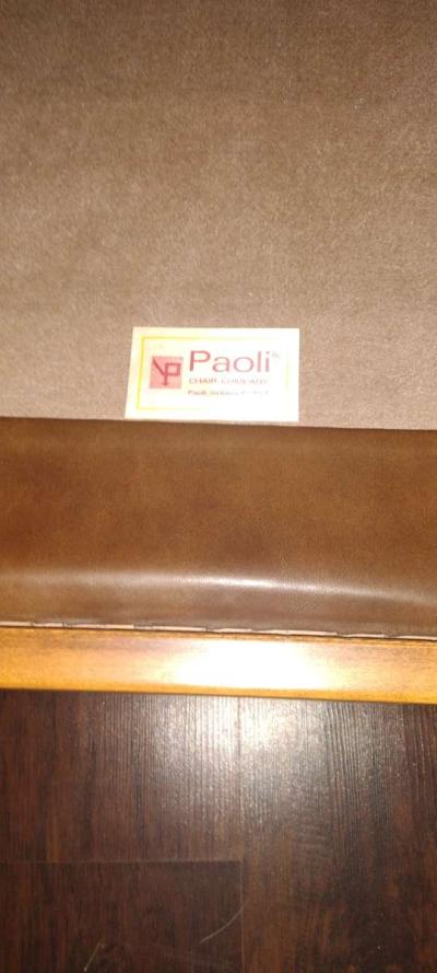 paoli brown leather armchair - Thumbnail 4