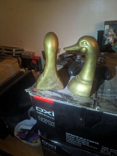 Antique Brass Duck Bookends - Thumbnail 3