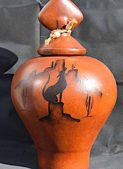Terracotta Wolf Vase - Hudson, North Carolina