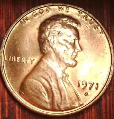 1971 d Lincoln Memorial Cent DOUBLED DIE OBVERSE CIRCULATED - Thumbnail 5