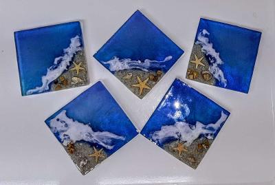 Set of Beach Scene Coasters - Thumbnail 2