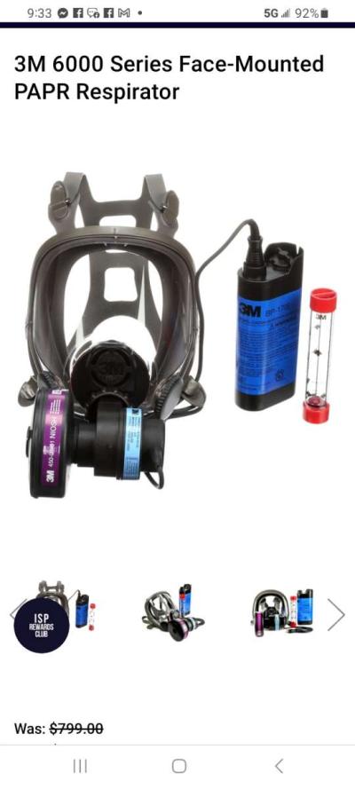 forced air respirator unit and MSA silicone respirator - Thumbnail 3