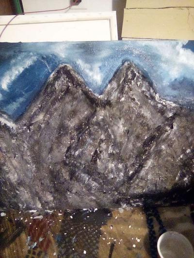 3d land scape mountain view painting - Thumbnail 3