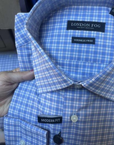 London Fog Mens Modern Fit 100 Cotton Wrinkle Free Long Slee - Thumbnail 2