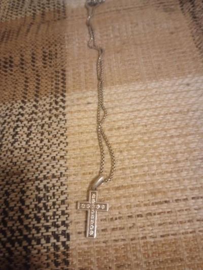 dy sterling silver cross necklace with diamonds - Thumbnail 2