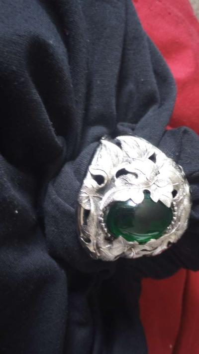 sterling silver bracelet with emerald - Thumbnail 5