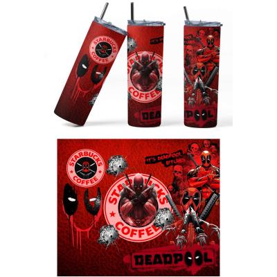 Deadpool Tumbler  20oz Skinny Tumbler  Marvel Sublimation - Thumbnail 2