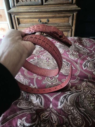 Brown Alligator belt for a man - Thumbnail 5