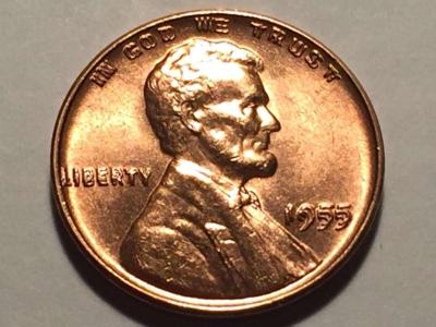 US 1955 AU RARE DOUBLED DIE LINCOLN HEAD WHEAT PENNY COIN - Thumbnail 2