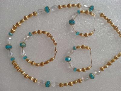 3PC Turquoise and Gold  is  Set - Thumbnail 2