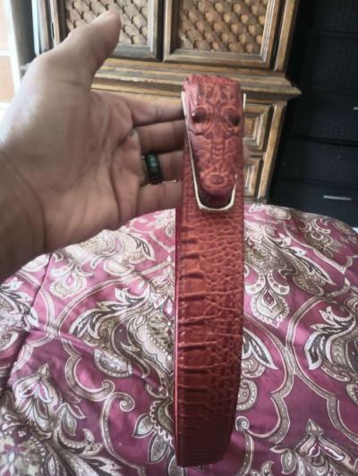 Brown Alligator belt for a man - Thumbnail 2
