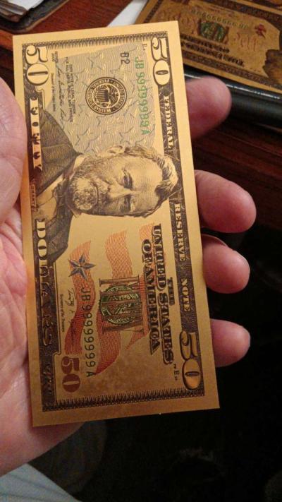 Set of Seven Commemorative Golden Bills covered with gold - Thumbnail 4