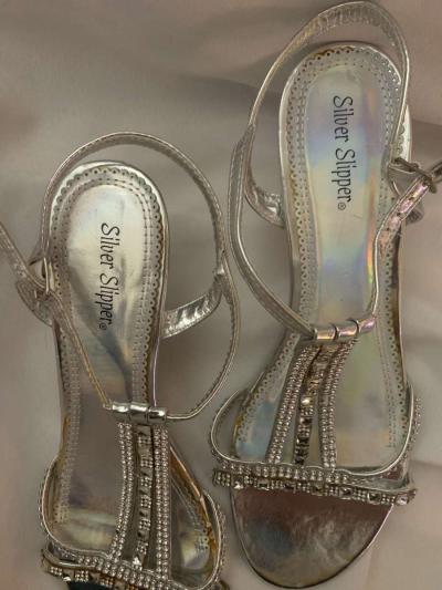 silver slipper heels - Thumbnail 4