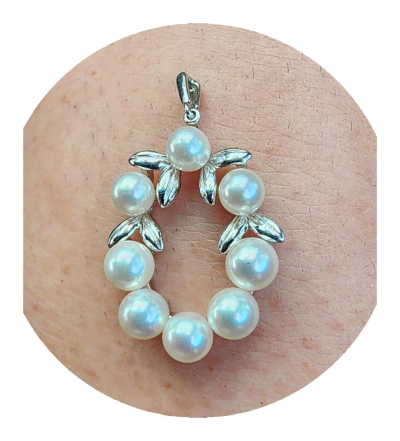 Mikimoto Luxury Akoya Pearls 925 Wreath Pendant - Thumbnail 4