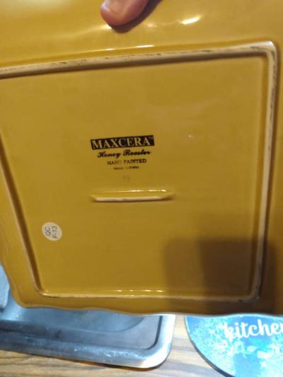 maxcear orange honey rooster hand Painted squares dinner - Thumbnail 3