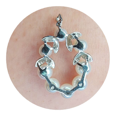 Mikimoto Luxury Akoya Pearls 925 Wreath Pendant - Thumbnail 2