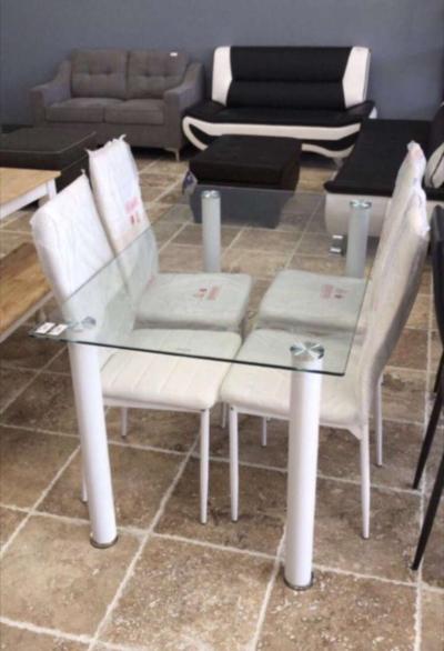 white dining room set table and chairs comedor - Thumbnail 2