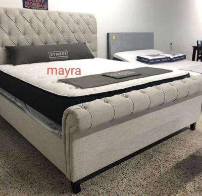 Gray sleigh platform bed frame cama Queen  size - Thumbnail 2