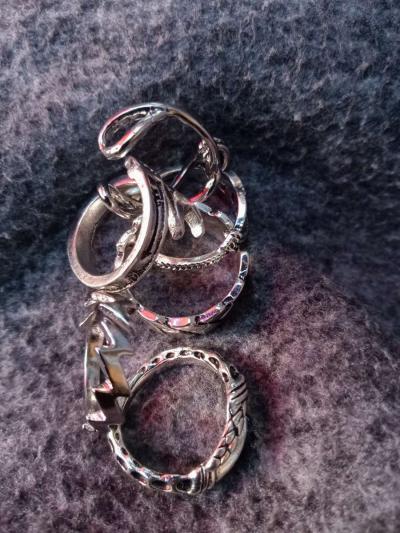 mens ring set silver costume - Thumbnail 3