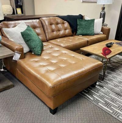 Brown Leather sectional seccional couch - Thumbnail 2