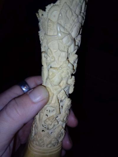 antique hand carved bone statue - Thumbnail 3
