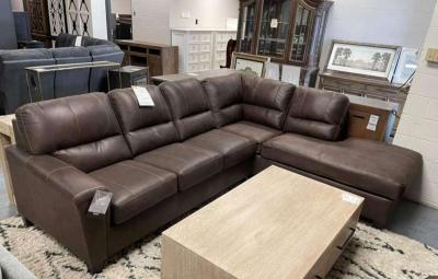 Brown Leather Raf Sectional seccional couch - Thumbnail 2