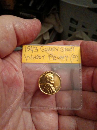1943 Golden Steel Wheat Penny covered in 24kt gold beautiful - Thumbnail 4