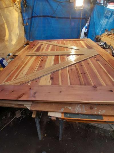 2 Redwood sliding barn doors 74x84 inches each other sizesto - Thumbnail 2