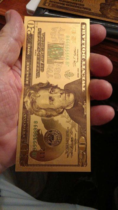 Set of Seven Commemorative Golden Bills covered with gold - Thumbnail 3