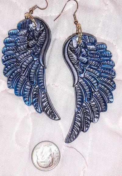Longer Angel Wing Earrings - Thumbnail 2