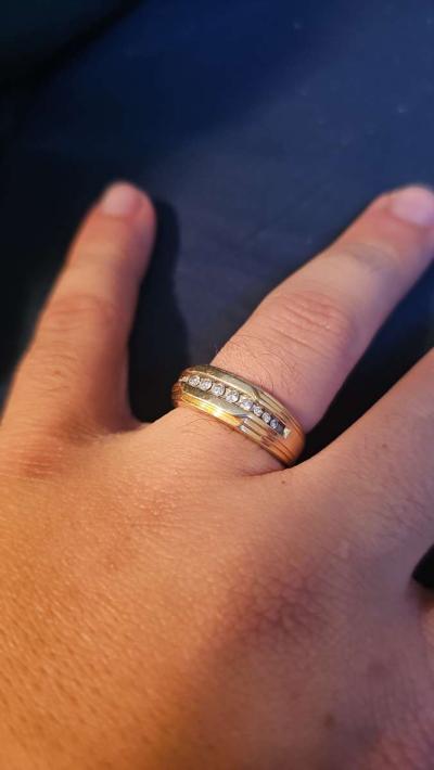 Mens Diamond Wedding Ring 14 ct tw Roundcut 10K Yellow Gold - Thumbnail 2