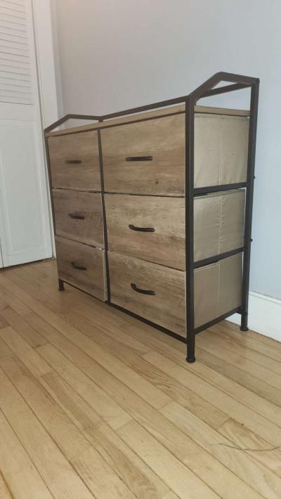 Bamboo Wood Antique Metal 6 Drawer Dresser - Thumbnail 2