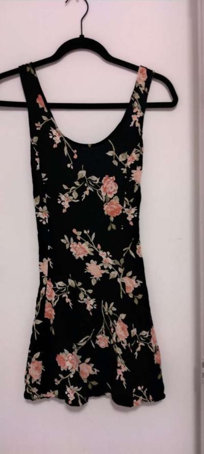 Forever 21 Black Floral Print Mini Dress - Thumbnail 2