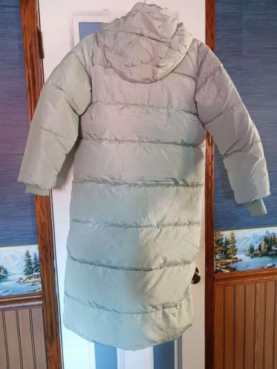 Light Green Long Puffer Coat - Thumbnail 2